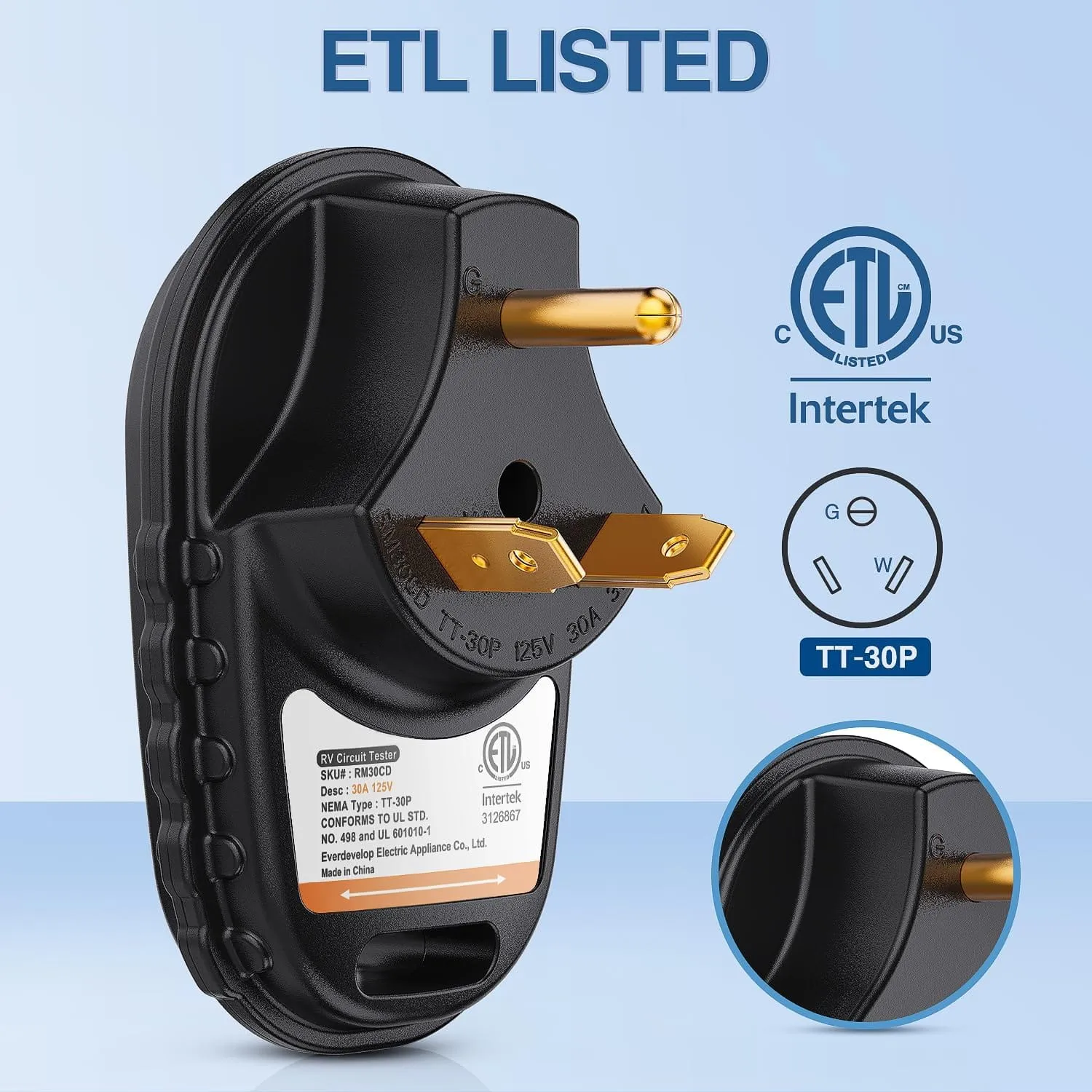 30Amp RV Circuit Tester plug