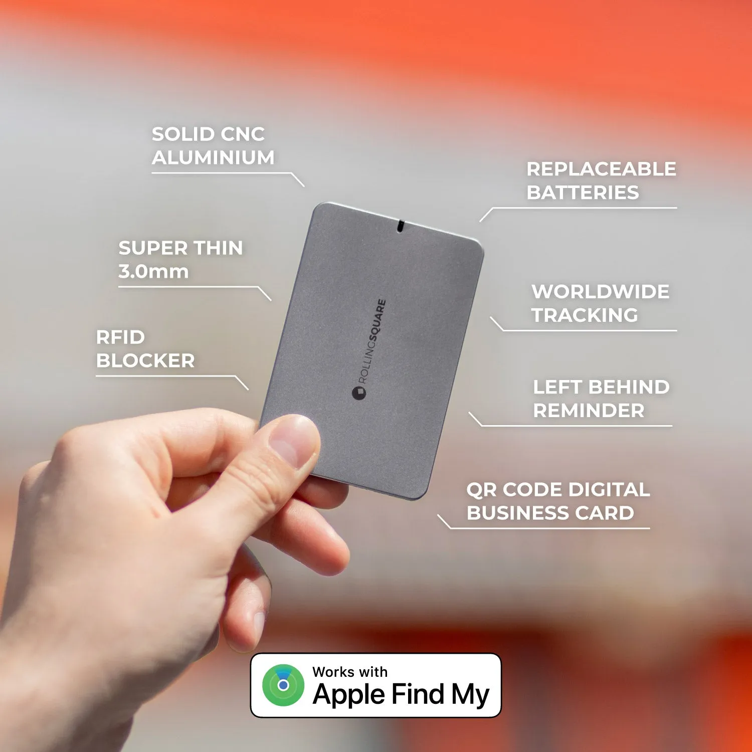 AirCard™ E - Wallet tracker, replaceable batteries
