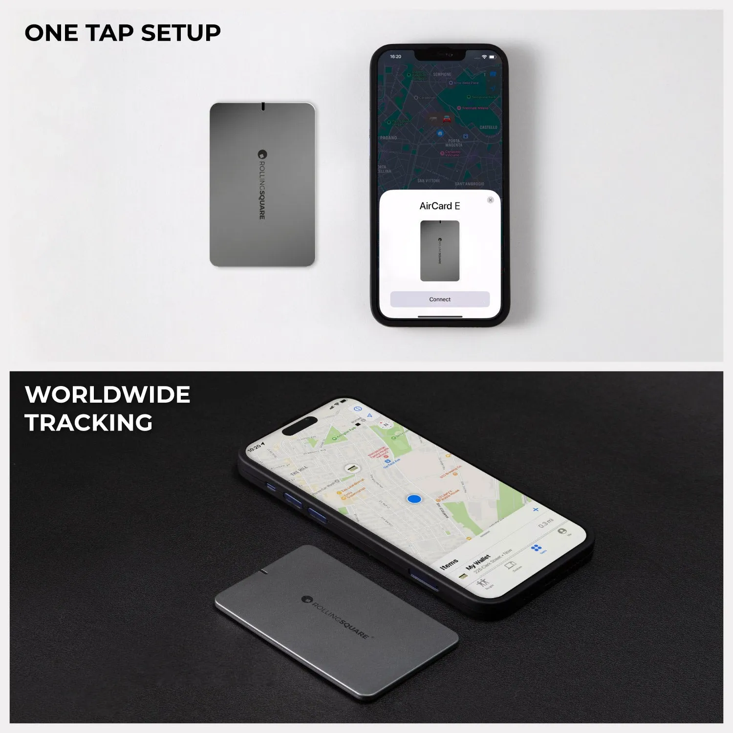 AirCard™ E - Wallet tracker, replaceable batteries
