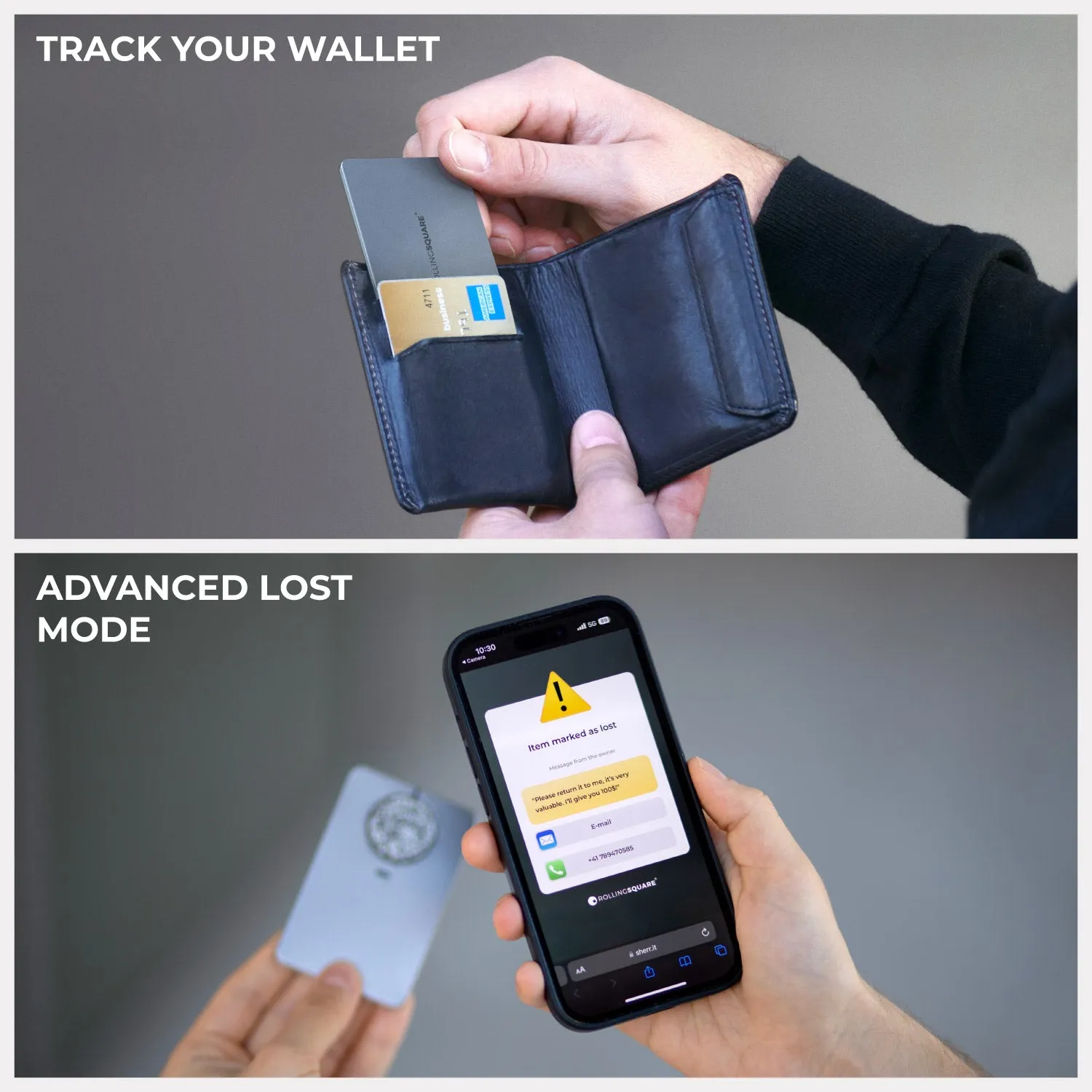 AirCard™ E - Wallet tracker, replaceable batteries