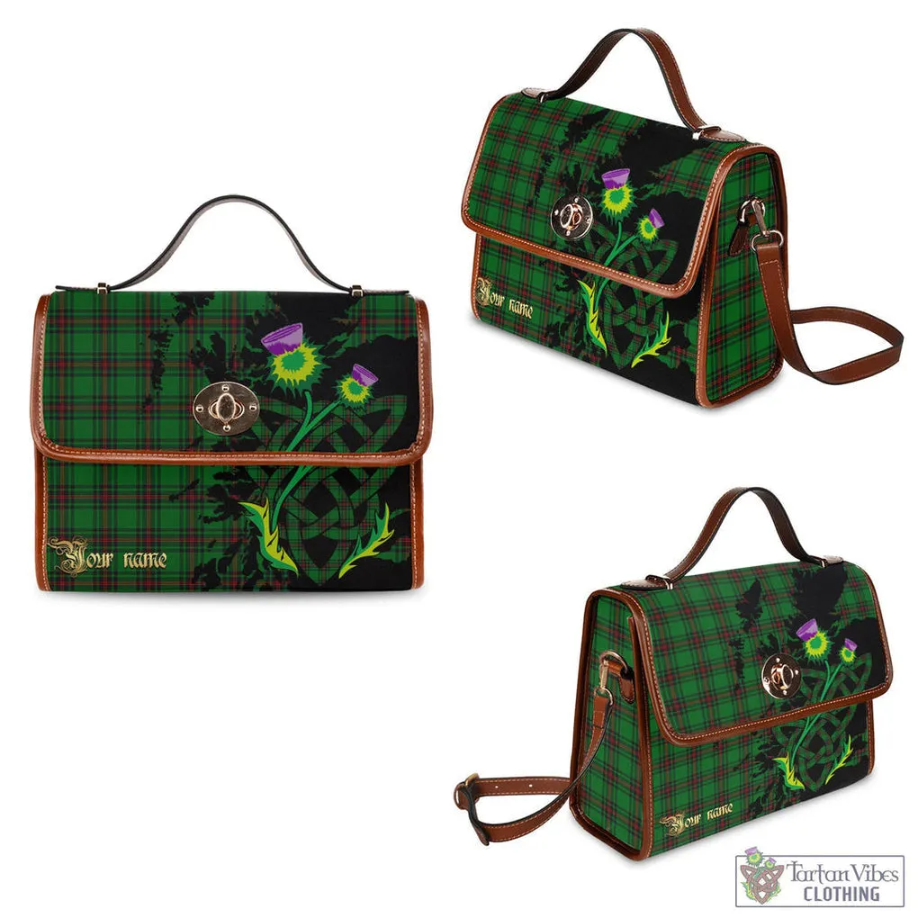 Anstruther Tartan Waterproof Canvas Bag with Scotland Map and Thistle Celtic Accents