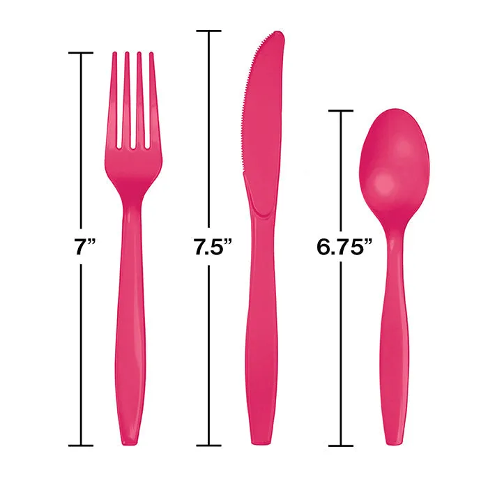 Bulk Hot Magenta Assorted Plastic Cutlery (288 per Case)