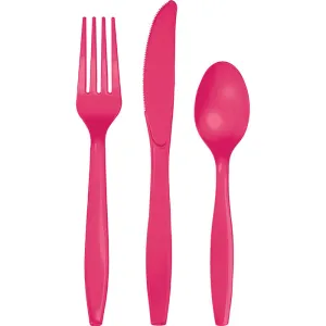 Bulk Hot Magenta Assorted Plastic Cutlery (288 per Case)