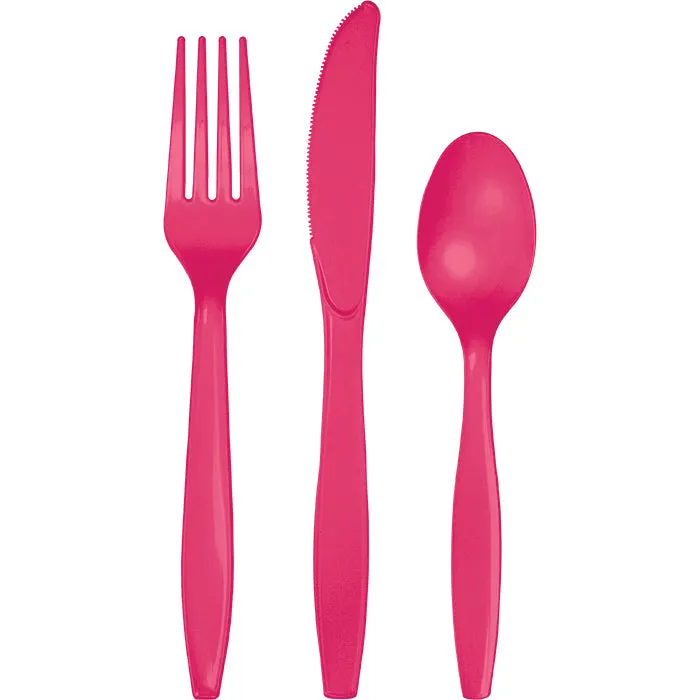 Bulk Hot Magenta Assorted Plastic Cutlery (288 per Case)