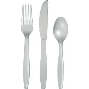 Bulk Shimmering Silver Assorted Plastic Cutlery (288 per Case)