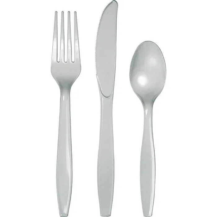 Bulk Shimmering Silver Assorted Plastic Cutlery (288 per Case)