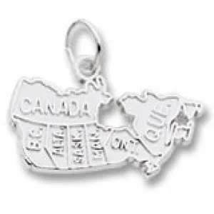 Canada Map Charm In 14K White Gold