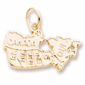 Canada Map Charm In Yellow Gold