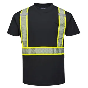 Enhanced Safety Black Short Sleeved Work T-Shirt