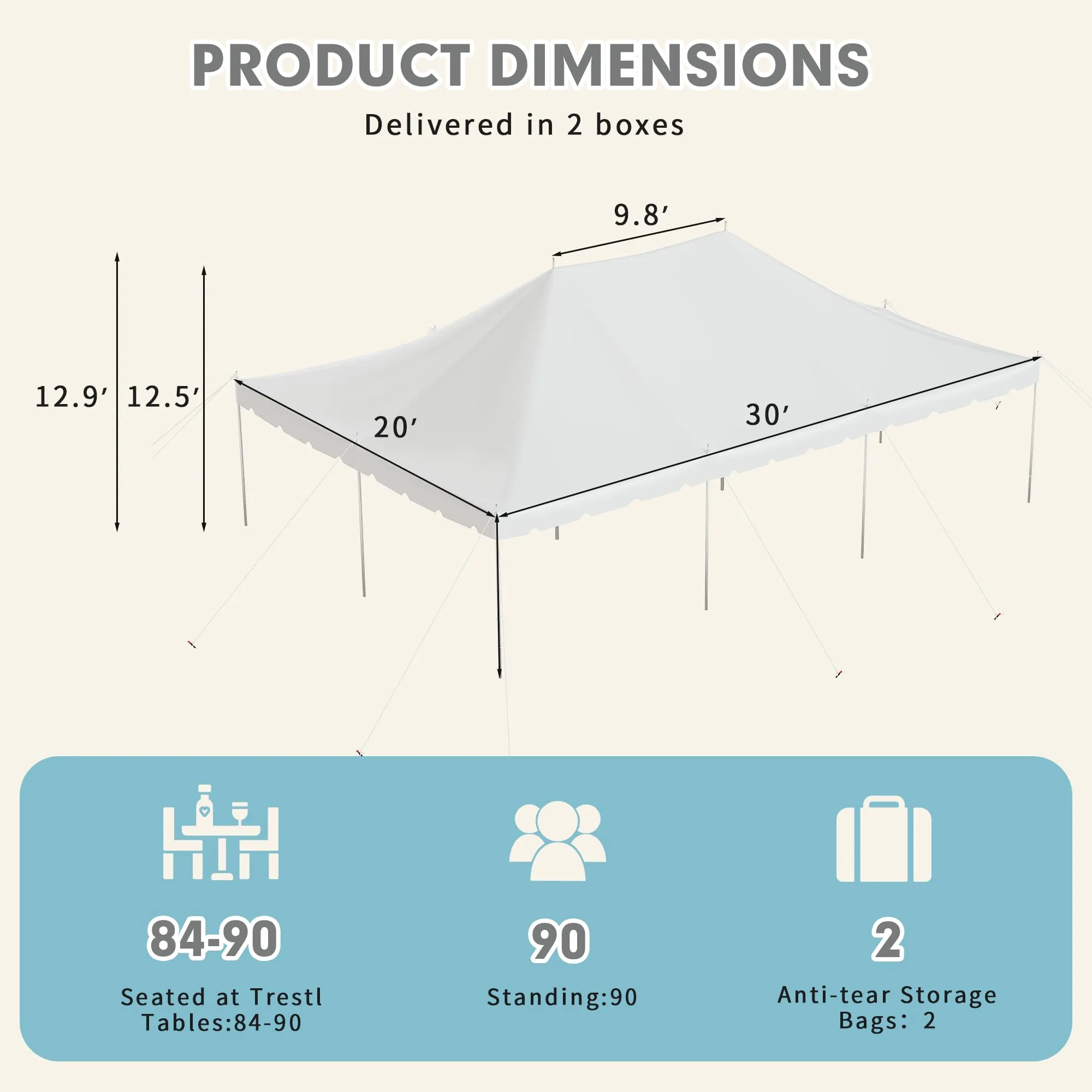 EROMMY 20x30 Canopy Pole Tent