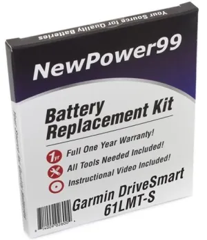 Garmin DriveSmart 61 LMT-S Battery Replacement Kit with Tools, Video Instructions and Extended Life Battery