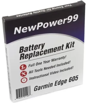 Garmin Edge 605 Battery Replacement Kit with Tools, Video Instructions and Extended Life Battery
