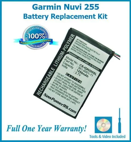 Garmin Nuvi 255 Battery Replacement Kit with Tools, Video Instructions and Extended Life Battery