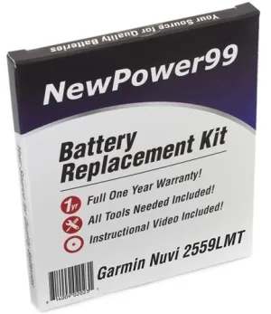 Garmin Nuvi 2559LMT Battery Replacement Kit with Tools, Video Instructions and Extended Life Battery