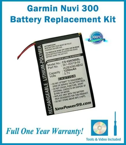 Garmin Nuvi 300 Battery Replacement Kit with Tools, Video Instructions and Extended Life Battery