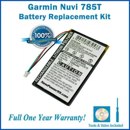 Garmin Nuvi 785T Battery Replacement Kit with Tools, Video Instructions and Extended Life Battery