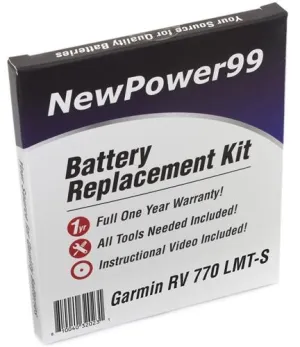 Garmin RV 770 LMT-S Battery Replacement Kit with Tools, Video Instructions and Extended Life Battery