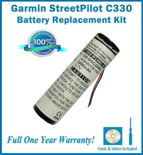 Garmin StreetPilot C320 Battery Replacement Kit with Tools, Video Instructions and Extended Life Battery