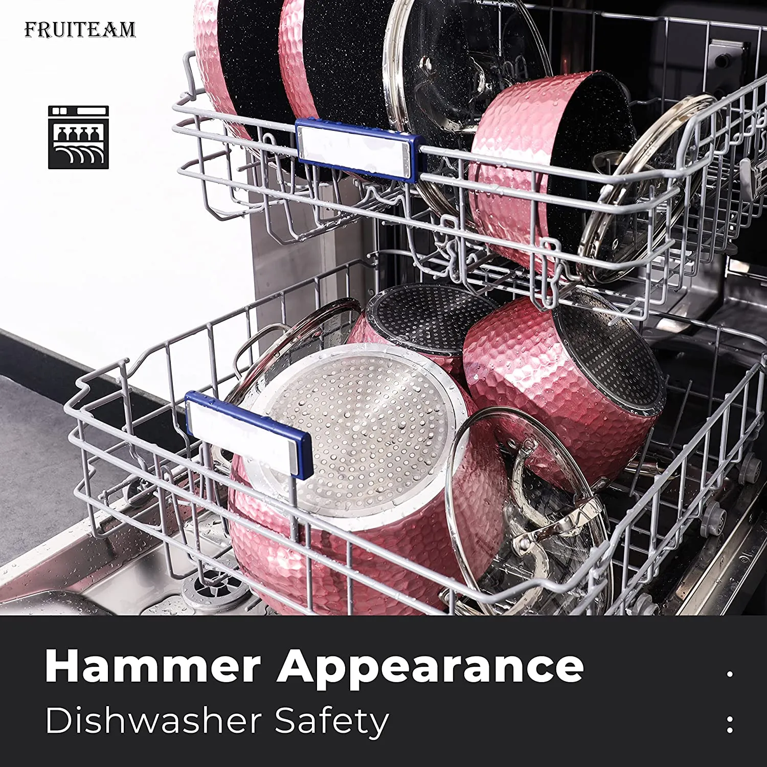 Hammered Cookware 14-Piece Pots Pan Set with Non-stick