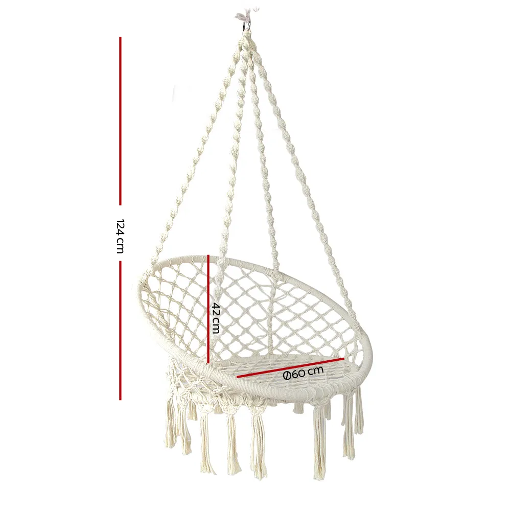 Hammock Chair Outdoor Hanging Macrame Cotton Indoor - Cream