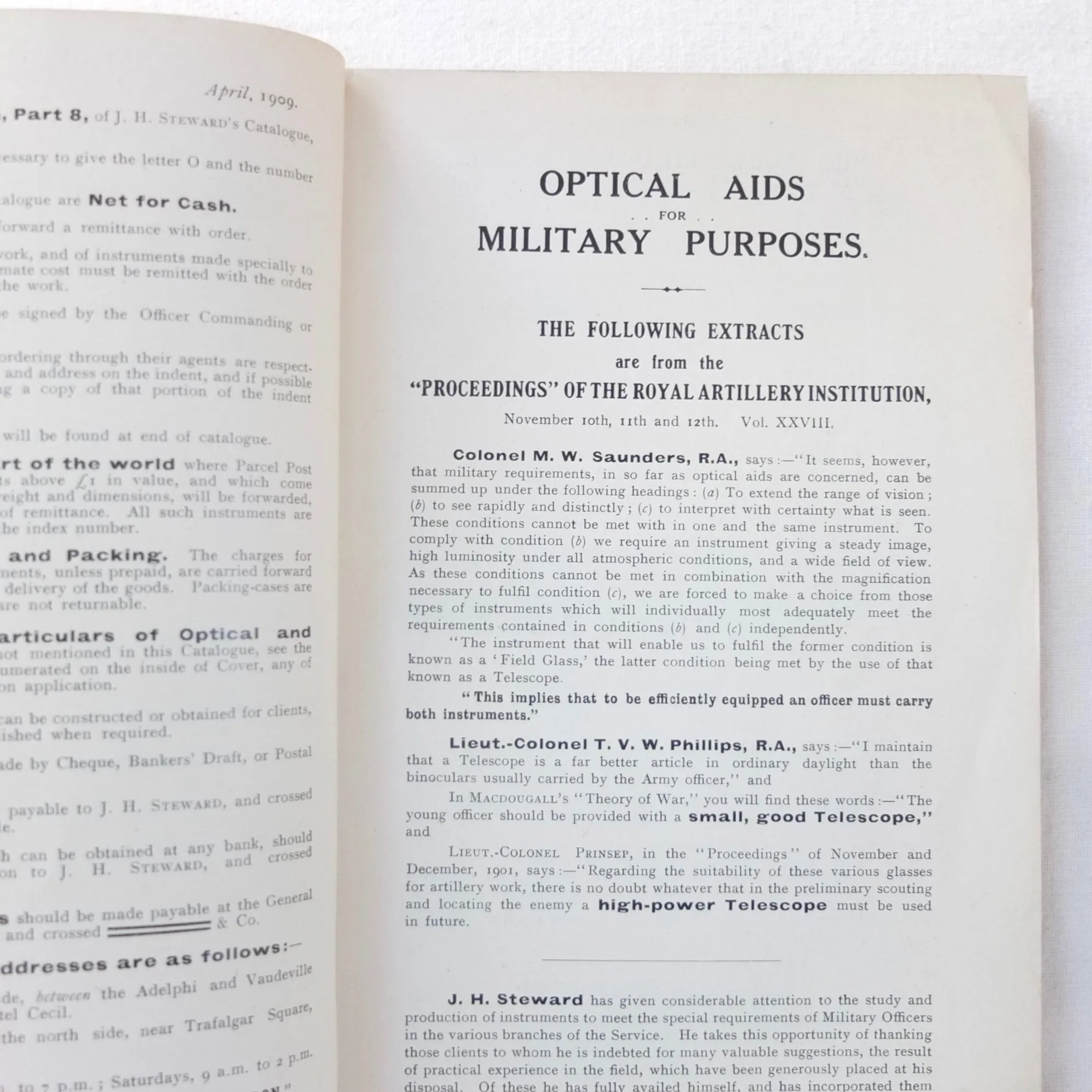 J. H. Steward's Catalogue of Military Instruments (1909)
