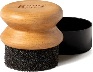 John Boos Oil & Cream Round Applicator for Wood Cutting Boards, Butcher Blocks & Utensils, Beechwood - Solid Hardwood Handle, Silver Ion-Treated Sponge, Storage Cap, Easy and Even Application