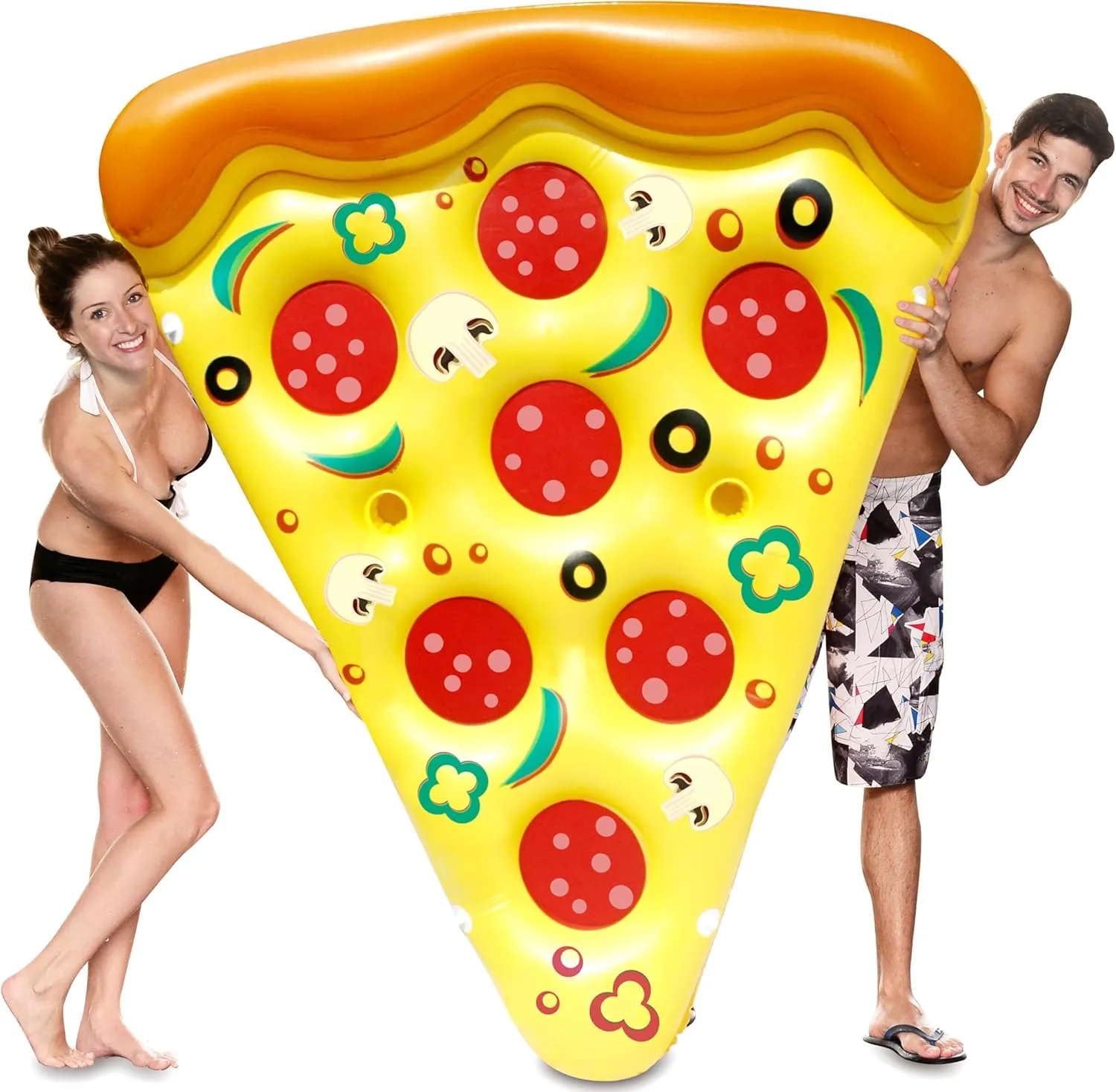 JOYIN Giant Inflatable Pizza Slice Pool Float, Fun Pool Floaties, Swim Party Toy, Summer Pool Raft (1 Pack), Extra Large with Cup Holders