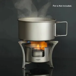 LIXADA Titanium Camping Alcohol Stove Ultralight Mini Pocket Stoves Outdoor Folding Wood Burner Pot Holder Camping Equipment