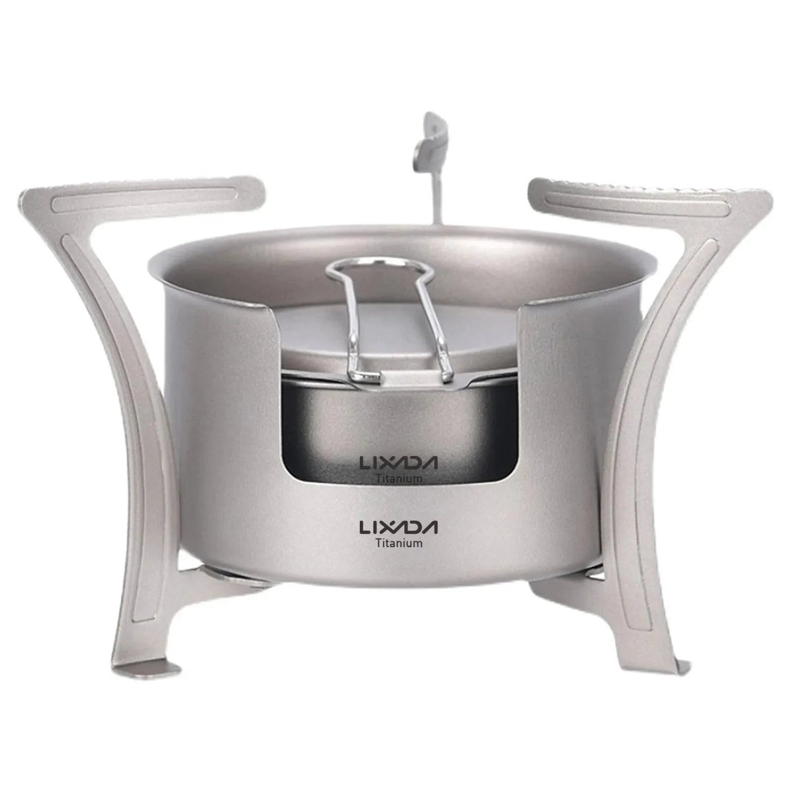 LIXADA Titanium Camping Alcohol Stove Ultralight Mini Pocket Stoves Outdoor Folding Wood Burner Pot Holder Camping Equipment