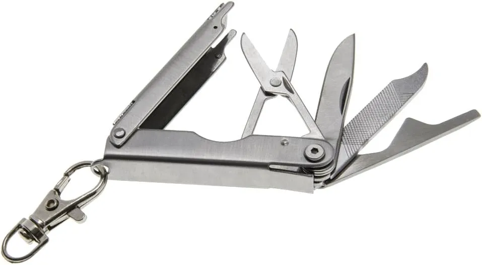 Lucky Line UtiliCarry Compact Micro Tool Stainless Steel, Multi-Tool Pocket Knife on Key Clip - for Everyday Carry, Camping Essentials, Hiking, Outdoor Gear, and Survival Tools, 1 Per Pack, (U1041)