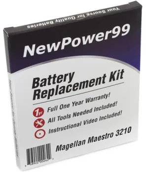 Magellan Maestro 3210 Battery Replacement Kit with Tools, Video Instructions and Extended Life Battery