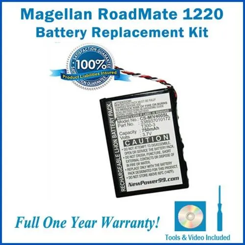 Magellan Roadmate 1220 Battery Replacement Kit with Tools, Video Instructions and Extended Life Battery