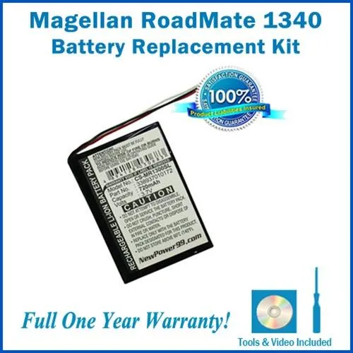 Magellan Roadmate 1340 Battery Replacement Kit with Tools, Video Instructions and Extended Life Battery