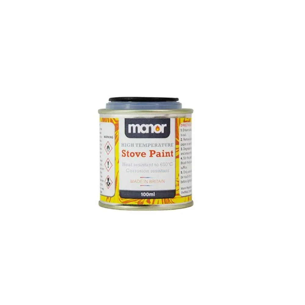 Manor 100ml Matt Black High Temperature Stove Paint Tin