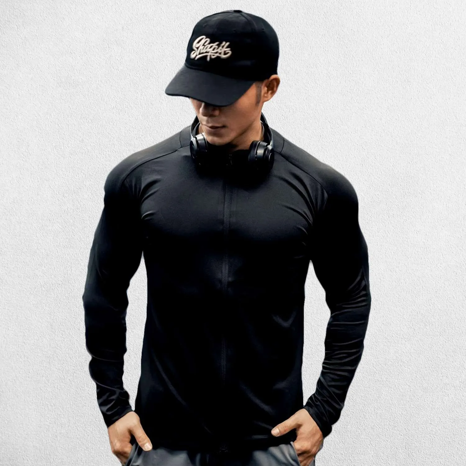 Men's Slim Fit Compression T-Shirt with Zipper, Lightweight and Breathable for Gym Workouts
