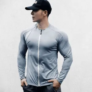 Men's Slim Fit Compression T-Shirt with Zipper, Lightweight and Breathable for Gym Workouts