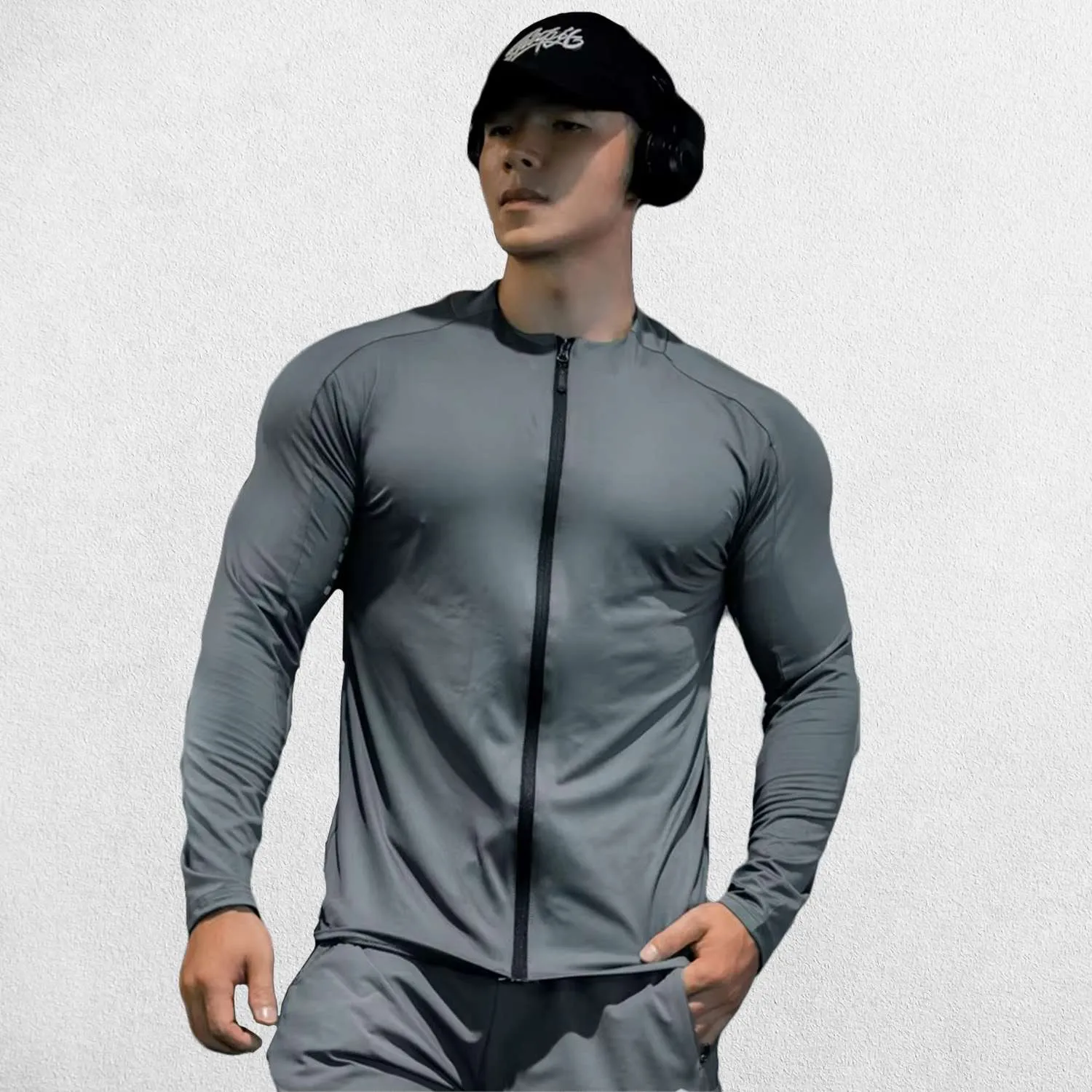 Men's Slim Fit Compression T-Shirt with Zipper, Lightweight and Breathable for Gym Workouts