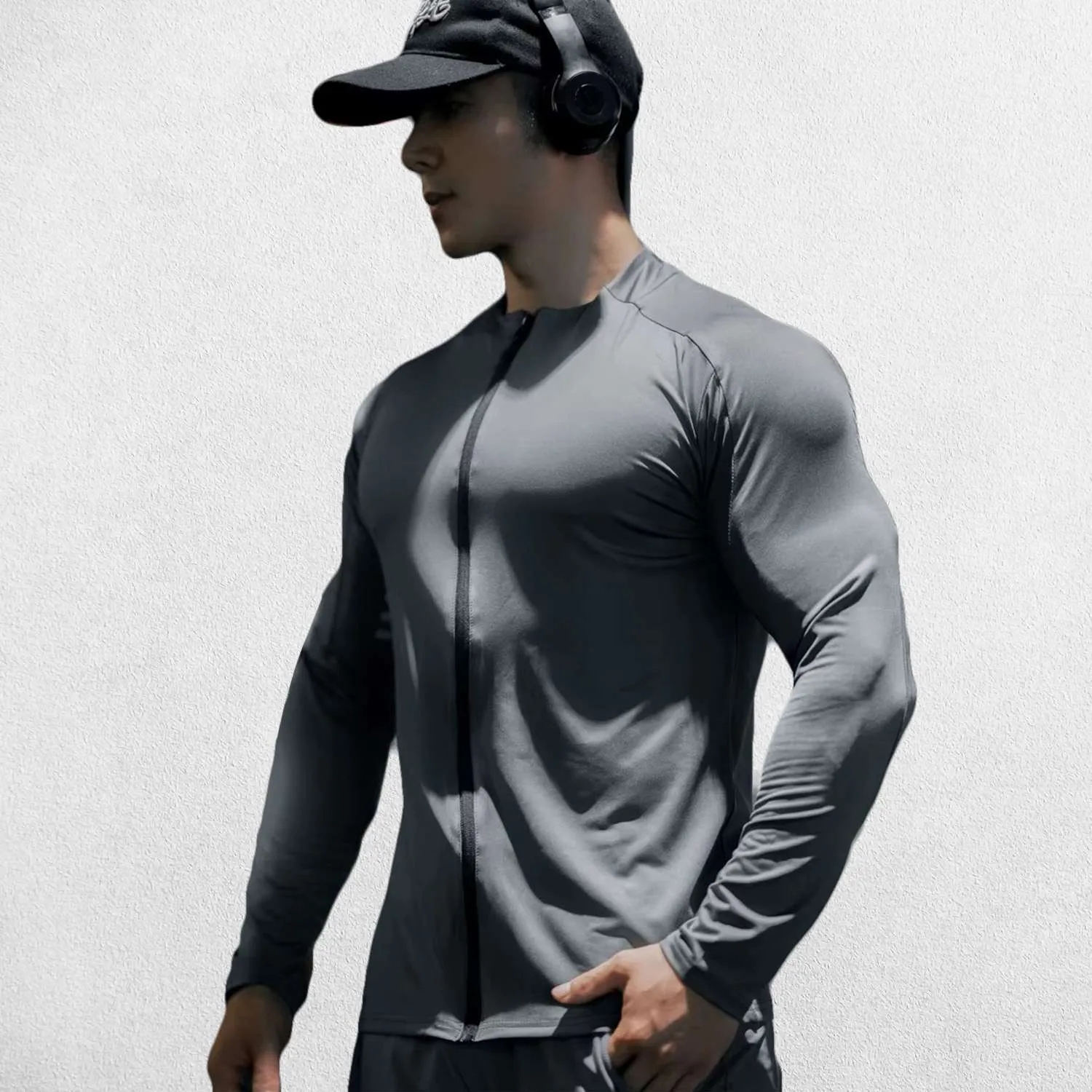 Men's Slim Fit Compression T-Shirt with Zipper, Lightweight and Breathable for Gym Workouts