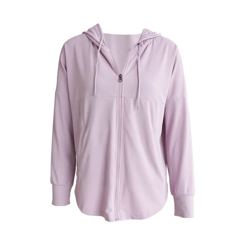 Moisture Wicking Hoodie Loose Sports Jacket Female Hooded Long Sleeve Yoga Wear