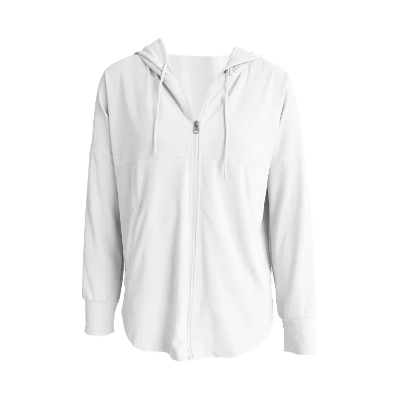 Moisture Wicking Hoodie Loose Sports Jacket Female Hooded Long Sleeve Yoga Wear