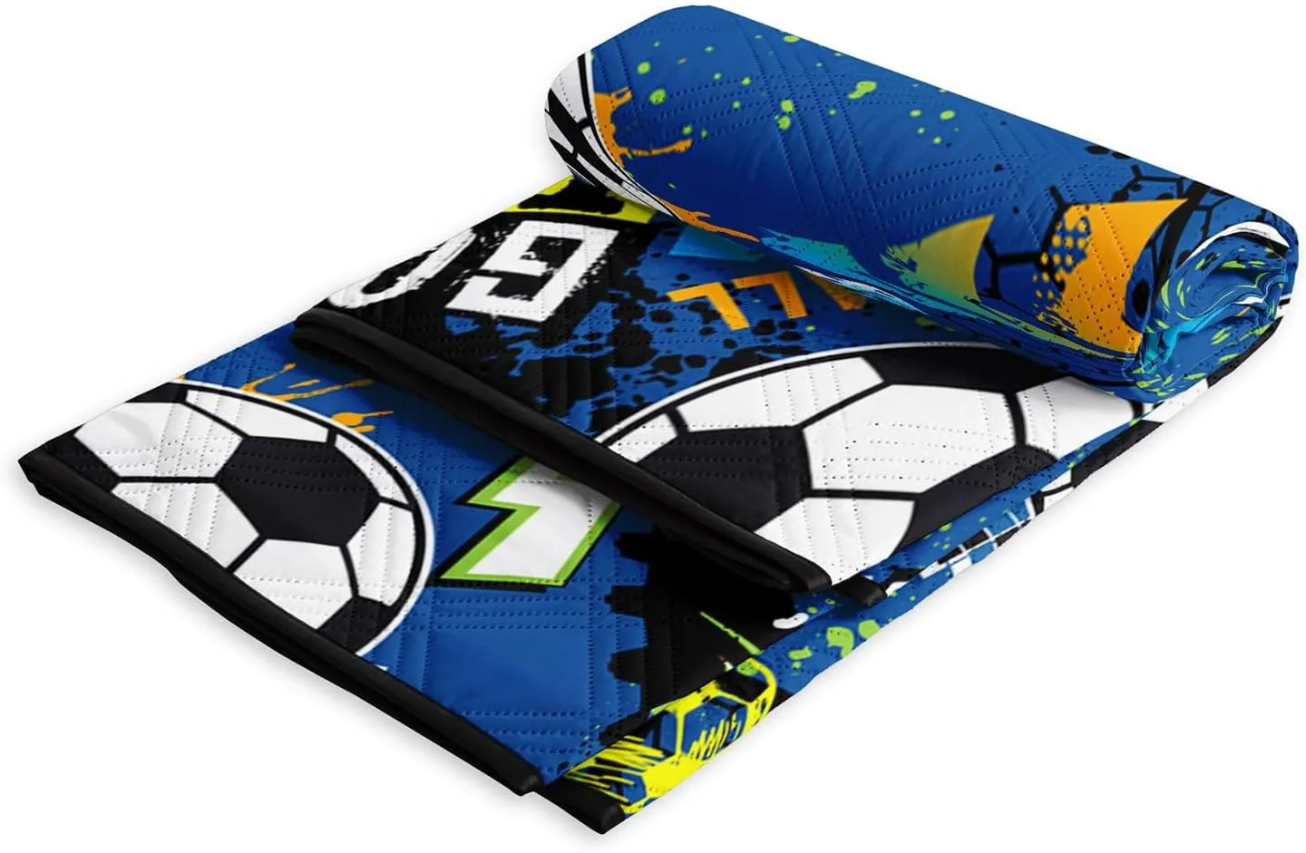 Outdoor Picnic Blanket,Portable Sandproof Waterproof Picnic Mat,Footballs Goal Time Printed Camping Beach Mat for Sand and Wet Grass Hiking (Footballs S)