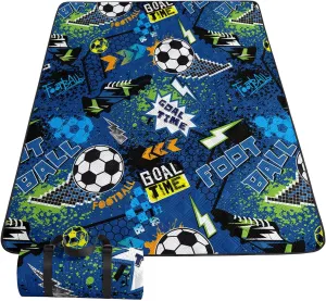 Outdoor Picnic Blanket,Portable Sandproof Waterproof Picnic Mat,Footballs Goal Time Printed Camping Beach Mat for Sand and Wet Grass Hiking (Footballs S)