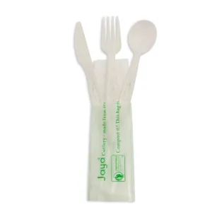 TheLotusGroup - Good For The Earth, Good For Us 6.5" Heavy Duty Cutlery Kit with Napkin, White, 250-Count Case