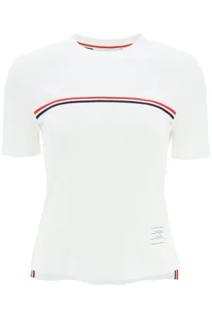 Thom browne cotton rib t-shirt with stripe detail