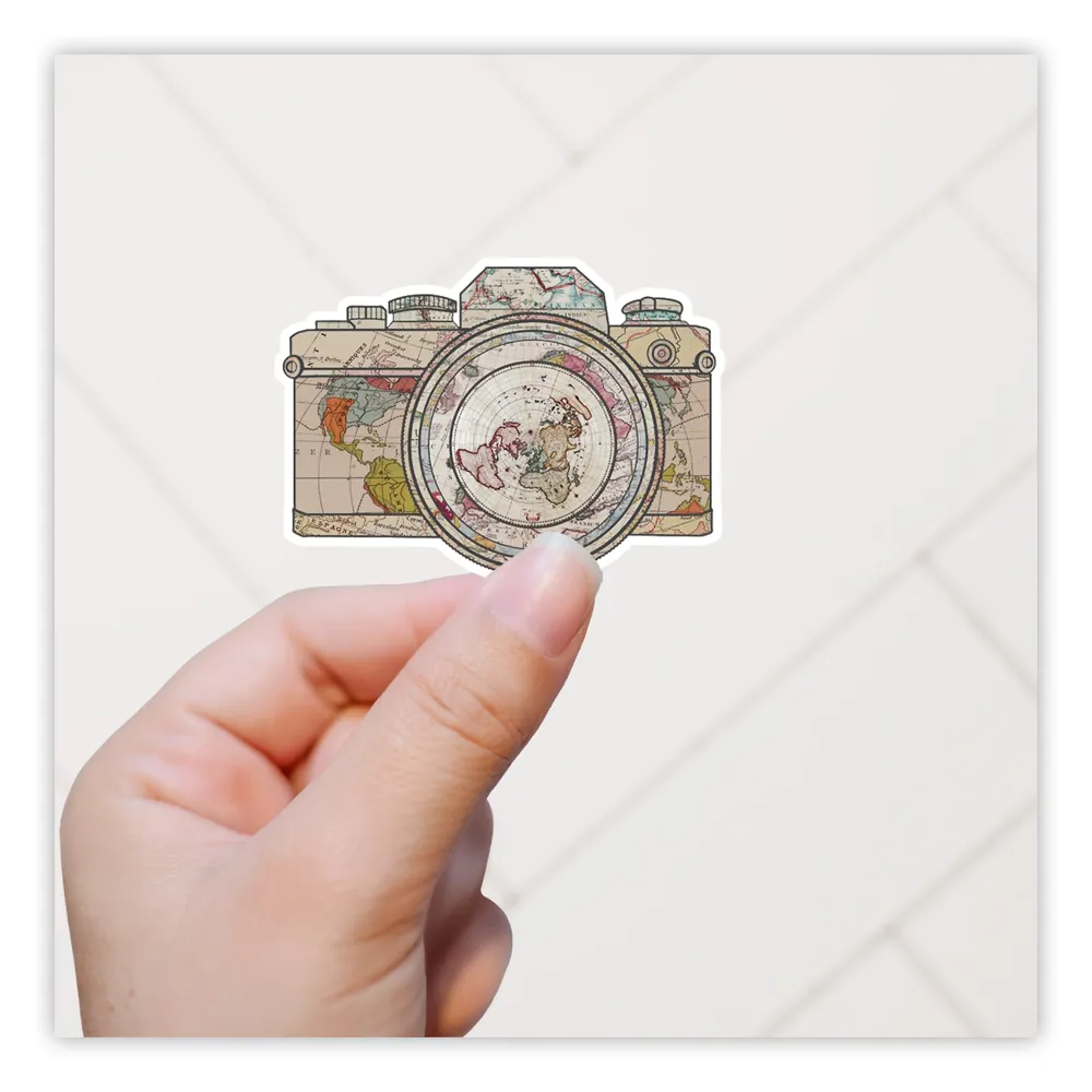 Travel Map Camera Die Cut Sticker (184)