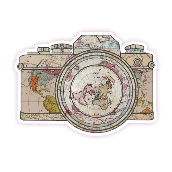 Travel Map Camera Die Cut Sticker (184)