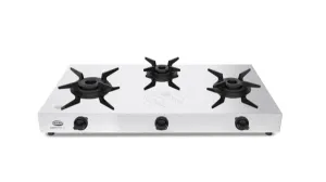 Ultra Optiflame SS Gas Stove with 3 Forged Brass Burners, 10-Year Warranty