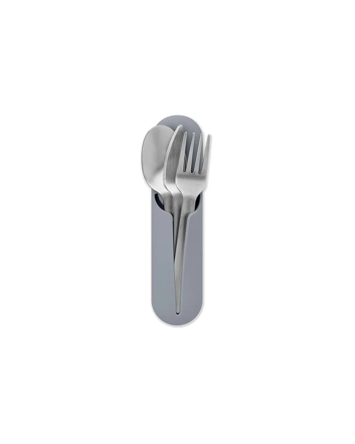 W&P Porter Stainless Steel Utensils with Silicone Carrying Case | Slate | Spoon, Fork & Knife for Meals on the Go | Portable and Compact Set